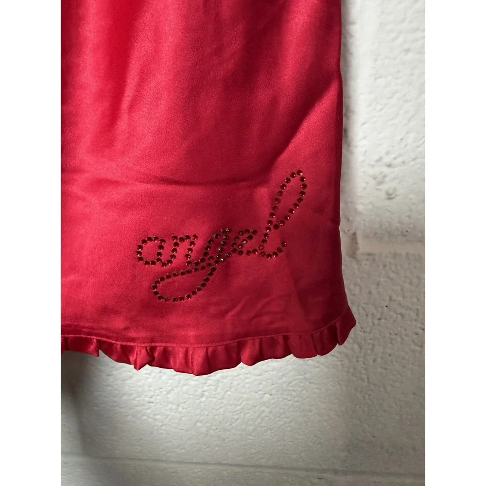 Victoria's Secret Angel Red Satin Babydoll Chemise Nightgown Lingerie L Y2K